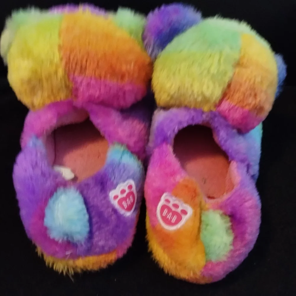 Build A Bear Rainbow Slippers Girls Size 11/12‎ Toddler(Big girl)